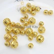 1000 Uds tamaños mixtos oro 24k pelota de filigrana cuentas de joyería resultados 8mm-12mm agujero 1 mm D15 pantalla 2024 - compra barato