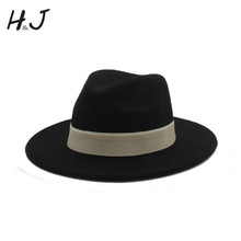 Sombrero de fieltro de lana para hombre y mujer, Sombrero con ala ancha, Jazz, Outback, talla 56-58CM 2024 - compra barato