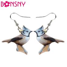 Bonsny Acrylic Crested Tit Bird Earrings Dangle Drop Unique Animal Jewelry For Women Girls Lovers Charm Gift Decoration 2024 - buy cheap