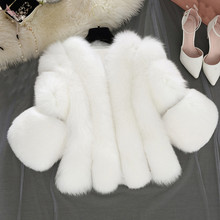 Refletor de pele de raposa feminino, casaco de inverno com peles falsas, branco, rosa, elegante, quente e grossa, jaqueta de pele falsa #38 2024 - compre barato