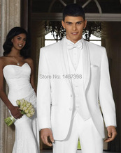 2016new diseño mantón blanco solapa del novio Esmoquin padrinos de boda el mejor hombre hombres traje de boda Trajes novio traje (chaqueta + Pantalones + Vest + TiE) 2024 - compra barato