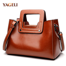 2018 Genuine Leather Totes High Quality Fashion Women Handbags Big Size Casual Tote Oil Wax Leather Women's Shoulder Bags 2024 - buy cheap
