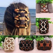 1pc Retro Double Beaded Hair Magic Comb Clip Beads Elasticity Hairpin Stretchy Hair Combs Pins for Women Ethnic Hair Accessories 2024 - купить недорого