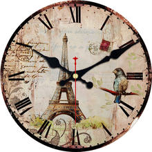 Relógio de parede torre estilo europeu, decoração familiar retrô/país/estilo francês, relógio de parede de madeira (12 polegadas) 2024 - compre barato