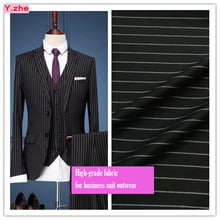 Высококачественная Черная полосатая ткань для делового костюма, ширина 150 см, стрейчевая ткань, ткань «сделай сам» для шитья, мужское и женское платье, верхняя одежда, ткань 2024 - купить недорого