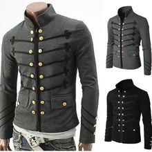 Men Vintage Military Jacket with Embroidered Buttons Solid Color Top Retro Uniform Knit Cardigan Long Sleeve Coat Male Clothing 2024 - buy cheap