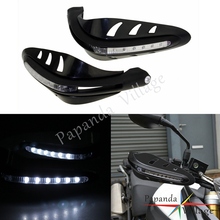 Papanda Motocicleta Preta 7/8 "22mm Escova Bar ATV Handguard Protetor com LED Ligue Luz de Sinalização para Bicicletas Da Sujeira 2024 - compre barato