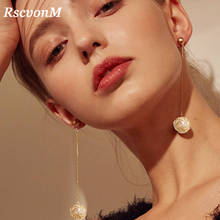 RscvonM Rose Gold Color Simulated Pearl Braided Ball Drop Earrings For Women Lady Simple Dangle Earings Fashion Jewelry Brincos 2024 - buy cheap