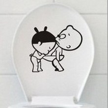 1pcs Lovely Cartoon PVC Creative Funny Toilet Stickers Bathroom Supplies Wall Stickers Wall Papers 24.3**23.3cm 2024 - buy cheap