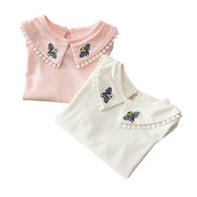 2019 primavera outono roupas infantis manga longa cor lisa de algodão crianças meninas camiseta básica rt389 2024 - compre barato