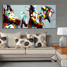 Pintura al óleo de caballos guapos abstractos pintados a mano de 100% sobre lienzo, pinturas de animales para decoración del hogar 2024 - compra barato