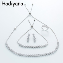 HADIYANA New Ladies Adjustable Chain Choker Sets Fashion Round Beaded Choker Jewelry Sets with Tiny Cubic Zirconias Paved TZ8063 2024 - buy cheap