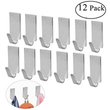 OUNONA 12pcs Adhesive Stainless Steel Towel Hooks Towel Racks Wall Hooks for Adhesive Kitchen Bathroom Wall Door 2024 - buy cheap
