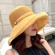 SUOGRY Lady Summer Beach Wide Brim Fisherman Hat Women Fashion Sun Cap Cotton Button Breathable Bucket Hat 2024 - buy cheap