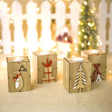 Christmas Wooden Wood Candle Holder Table Centre Piece Tea Light Home Decor Candle Cartoon Deer Pattern Party Candle Holders 2024 - buy cheap