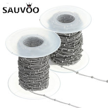 Sauvoo corrente curb 10 jardas 1.5 2mm, de aço inoxidável bola de solda de satélite torcido corrente para colares pulseiras fazer jóias de pé 2024 - compre barato