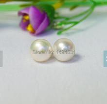 Wholesale Pearl Jewelry 9.5MM White Genuine Freshwater Pearl Stud Earring S925 Sterling Silvers Earring,Bridesmaid Wedding Gift. 2024 - buy cheap