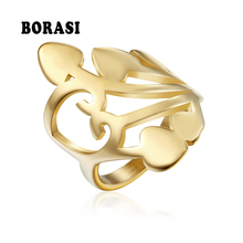 Женское Обручальное Кольцо BORASI, обручальное кольцо золотого цвета в форме сердца, любовь, корона, ювелирное изделие из нержавеющей стали 2024 - купить недорого