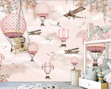 Beibehang wallpaper for kids room Sky white cloud hot air balloon plane Little bird cartoon 3d wallpaper mural papel de pared 2024 - buy cheap