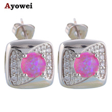 Elegant earrings Ladies Purple Fire Opal Silver Filled Health Nickel & Lead free Fashion Jewelry Zircon Stud Earrings OE455A 2024 - buy cheap