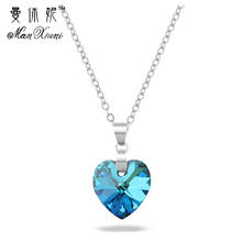 Manxiuni Crystals Necklaces collares Women Pendants Heart Shaped Blue Purple kolye Luxury Fashion Jewelry Austrian Rhinestone 2024 - buy cheap