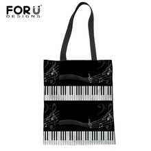 FORUDESIGNS Piano Musical Printing Women Canvas Shoulder Handbags Tote Ladies Large Capacity Shopping Bags Female Cute Beach Bag 2024 - buy cheap