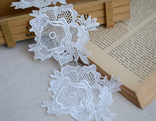 3 Meters Hot Sale Lace Fabric 11CM Width Embroidered Lace Trim High Quality White Large Flower Floral 2024 - buy cheap