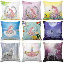 Cute Unicorn Mandala Pattern Polyester Throw Pillow Cushion Cover Car Decor Home Decoration Sofa Decorative Pillowcase 2024 - buy cheap