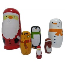 Juego de 6 unidades de muñecas matrioshka de Papá Noel, tradicionales muñecas rusas de madera anidadas, pintura de animales, regalos de decoración de Artesanías hechas a mano 2024 - compra barato