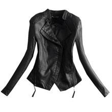 plus size 3XL!New Spring Autumn PU Leather slim stand collar Zipper short Motorcycle Jackets 2024 - buy cheap