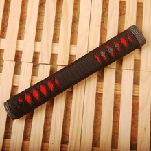 Straight Tsuka Black Silk Ito & Imitated Red Rayskin & Alloy Fuchi Kashira Fitting for Japanese Samurai Sword Katana Handle HS10 2024 - buy cheap