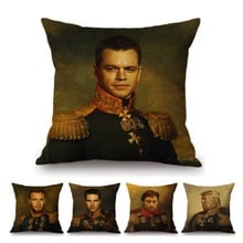 Neoclassic Celebrity Matt Damon Hugh Jackman General Suit Oil Painting Home Decoration Art Sofa Throw Pillow Cushion Case Cover 2024 - buy cheap