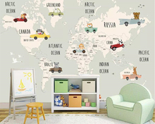 Beibehand-papel de parede personalizado, quarto de crianças, desenho animado, mapa do mundo, plano de fundo, jardim de infância, quarto de bebê, 3d 2024 - compre barato