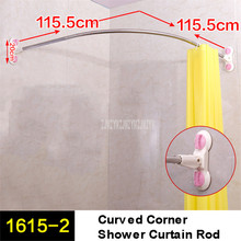 Curved Corner Shower Curtain Rod Suction Cup Arched Bathroom Hanging Curtain Anti-Rust Bath Rail 115.5*115.5cm 1615-2# 2024 - buy cheap