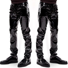 Plus Size Sexy High Shiny Faux Leather Punk Style Pants Specular Highlight Patent Leather Trousers Bar Club Dance Gay Men's Wear 2024 - buy cheap