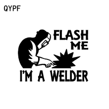 QYPF 14CM * 10,4 CM divertido Flash Me soy un soldador pegatina A la moda para coche negro de plata de C15-2295 2024 - compra barato