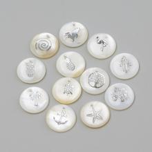 10pcs Flat Round Freshwater Shell Pendants Drilled Mixed Pattern Charms DIY Necklace Jewelry Making 16x3.5~4mm Hole 1.5mm 2024 - buy cheap