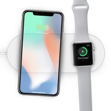 Carregador sem fio 2 em 1, para iwatch series 2 3 4 qi, carregamento rápido para iphone x 8 8plus samsung s9 s8 s7 s6 e adaptador usb para celular 2024 - compre barato