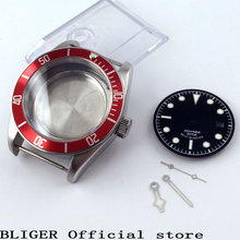 Bliger 41mm a set sapphire glass red rotating bezel luminous watch case+watch dial+hands fit ETA 2836 movement CA61A 2024 - buy cheap