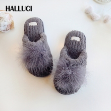 Sale sweet fur woman home slippers shoes Winter casual Couples Slippers pantufa keep warm women fenty slides fur Slippers 2024 - buy cheap