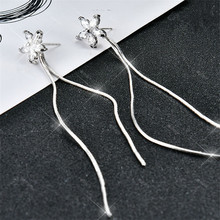 925 Sterling silver Stud earrings Long ears line flowers Set auger Women's fashion jewelry 2024 - buy cheap