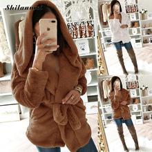 Winter Coat Women Faux Fur Coats And Jackets Long Sleeve Warm With Fur Hood And Belt Slim Female Outerwear Causal Jacket Coats 2024 - buy cheap