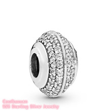 Summer 100% 925 Sterling Silver Sparkling Pave Charm beads Fits Original Pandora bracelets Jewelry Making 2024 - buy cheap