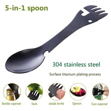 Ultraleve titanium multifuncional colher Garfo De mesa Ao Ar Livre Camping Piquenique Titanium pure titanium spork 2024 - compre barato