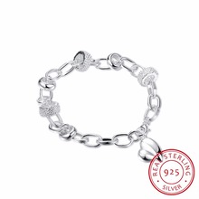 Lekani Fashion Simple Silver Peach Heart Bracelet 925 Sterling Silver Fine Jewelry Bracelet Pulseiras For Women Free Shipping 2024 - buy cheap