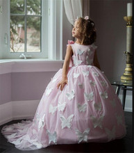 Ball Gowns Princess Flower Girl Dress Handmade Butterflies Lace Backless Birthday Party Gown for Girls 2024 - buy cheap