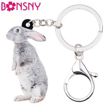 Bonsny Acrylic Easter Hare Bunny Rabbit Key Chains Keychains Holder Cute Animal Jewelry For Women Girls Bag Wallet Charms Gift 2024 - buy cheap