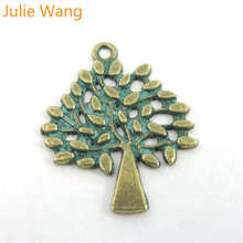 Julie Wang 16PCS Small Trees Charms Antique Green Patina Alloy Necklace Pendant Bracelet Jewelry Making Keychain Accessory Decor 2024 - buy cheap
