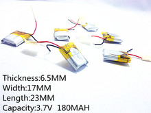 3.7V 180mAh 651723 Lithium Polymer Li-Po li ion Rechargeable Battery cells For Mp3 MP4 MP5 GPS 2024 - buy cheap