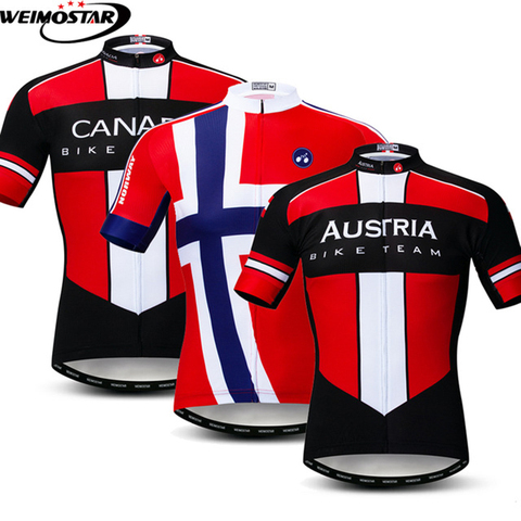 Canada Austria Noway Team Men Cycling Jersey Shirt Short Sleeve Maillot Ropa Ciclismo MTB Bicycle Clothing Breathable Bike Top 2022 - buy cheap